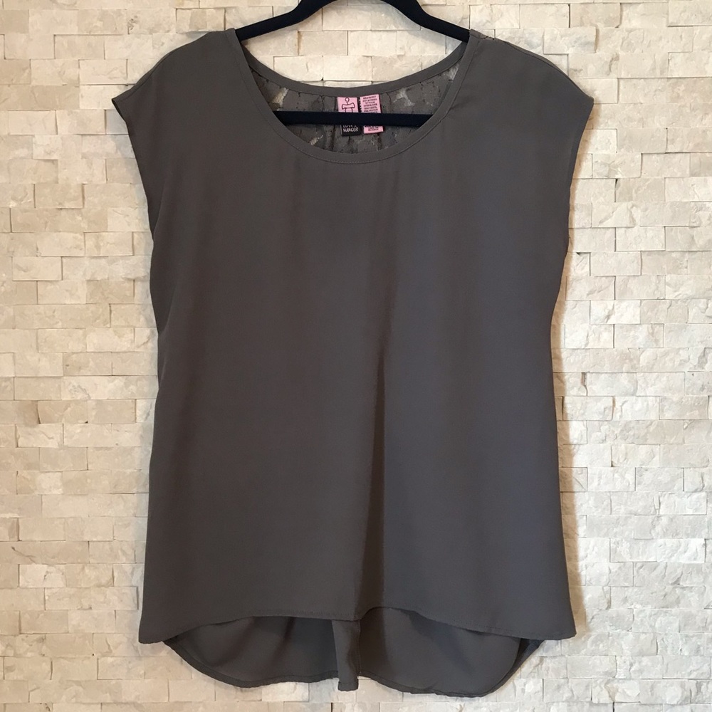 Grey blouse with lace back